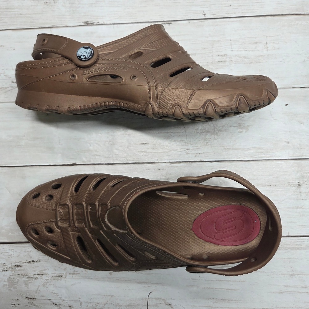 Skechers Cali Gear Clogs Slip On Women 9.5 Bronze Metallic Water Friendly